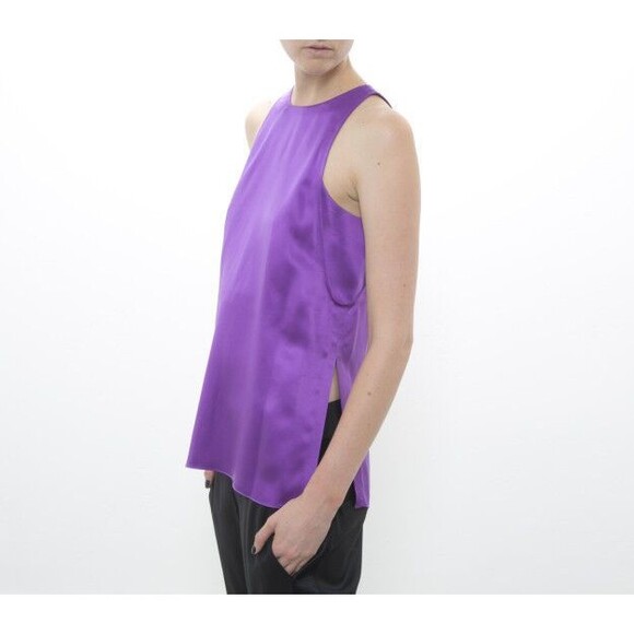 New Designer Helmut Lang 100% Silk Purple Tank XS P Womens Sleeveless Top NWT - Picture 2 of 8